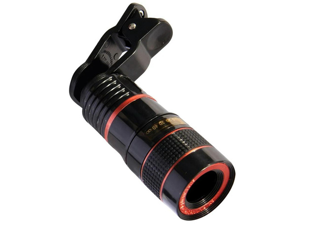 Clip-on 8x Lens Black Shell Effects Photography Lens Adjustable Focal Length High Magnification for Outdoor Camping Accessories