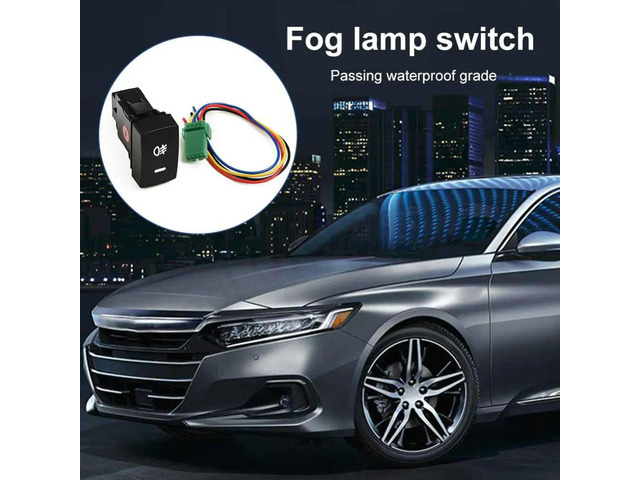 5-Pin Fog Lamp Switch Connecting Wire 12V Fog Light Switch with Wire Car Light On/Off LED Push Button for Honda Accord Civic CRV