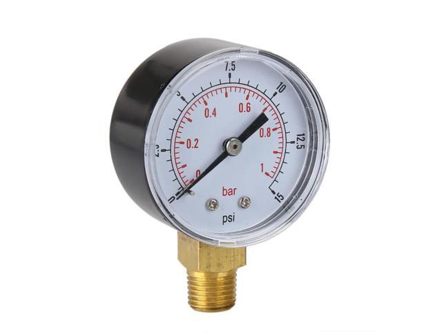 50mm 0-15 PSI Low Pressure Gauge 1/4 BSPT Bottom Mount Water Pressure Gauge Fuel Pressure Gauge for Air Gas Water Fuel Liquid