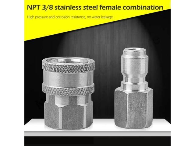 NPT 3/8 Quick Connect Fitting Pressure Washer Coupler Connector Adapter Set
