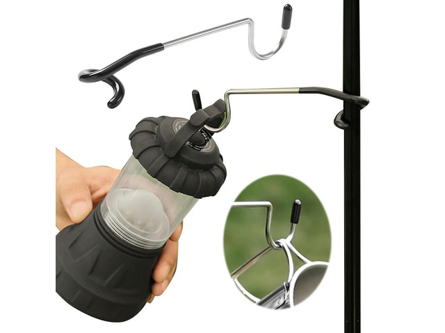 8Pcs Stainless Steel Outdoor Lamp Hanger Stand Portable Tent Pole Lamp Hanger Hunting Fishing Lantern Hanger for Camping Hiking
