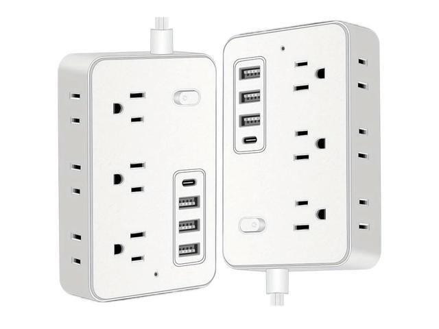 5Ft Surge Protector Power Strip 6 AC Outlets Desk Charging Station 4 USB Ports(1 USB C) Power Adapter for Desktop Charging