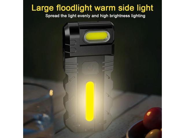 Magnetic LED Flashlight EDC Pocket Flashlight USB Rechargeable Portable Work Light Waterproof Flat Flashlight for Camping Hiking