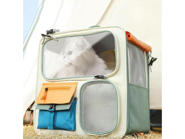 Oxford Cloth Pet Backpack Large Capacity Portable Cat Backpack Breathable Ventilated Mesh Pet Backpack for Outing and Car Rides