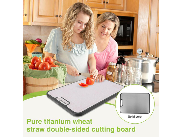 Wheat Straw Chopping Board Wear Resist Double Sided Steel Cutting Board Reusable Large Meat Chopping Board for Safe Food Prep