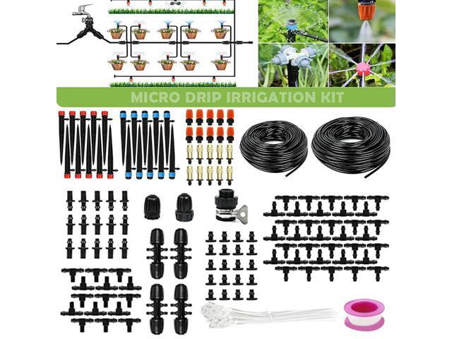 200FT Quick-Connect Drip Irrigation System Kit with 1/4 Inch 1/2 Inch Irrigation Tubing Hose for Greenhouse Yard Lawn Plant