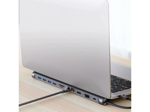 12/11/10/8/6 in 1 USB C Docking Station with HDMI-Compatible VGA Ethernet USB C Hub Triple Display 100W Audio Multiport Adapter