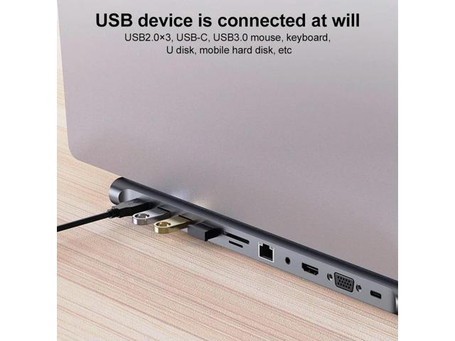 12/11/10/8/6 in 1 USB C Docking Station with HDMI-Compatible VGA Ethernet USB C Hub Triple Display 100W Audio Multiport Adapter