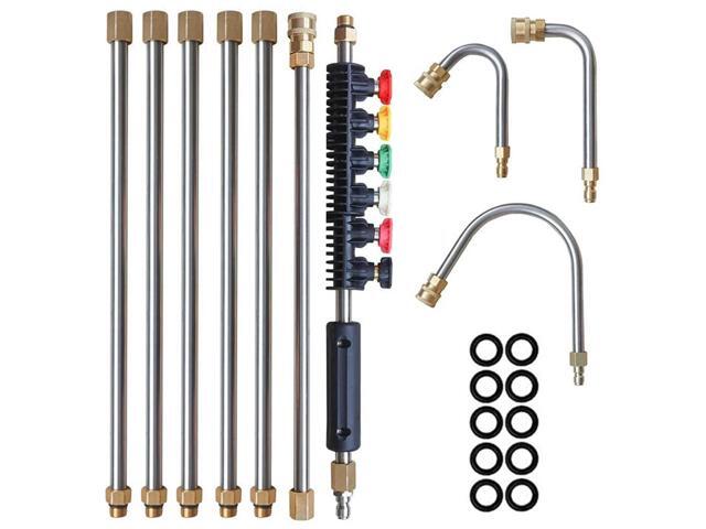 10Pcs Pressure Washer Lance Extension Water Gun Nozzle Extension Rods Set Spray Gun Wand Lance with 6 Adjustable Nozzles 4000PSI