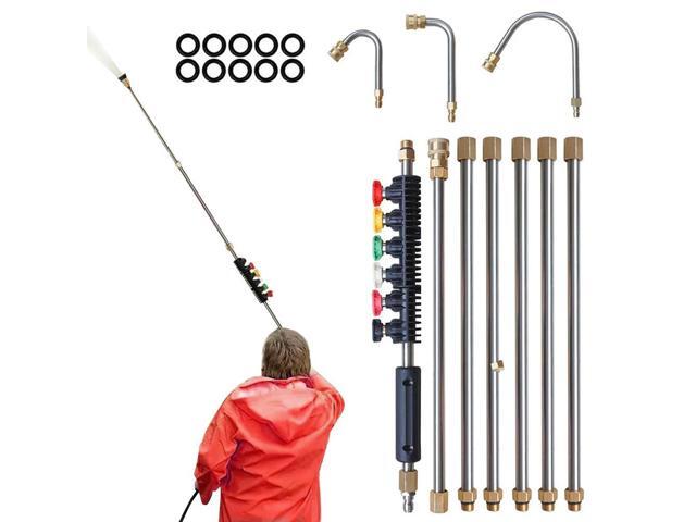 10Pcs Pressure Washer Lance Extension Water Gun Nozzle Extension Rods Set Spray Gun Wand Lance with 6 Adjustable Nozzles 4000PSI