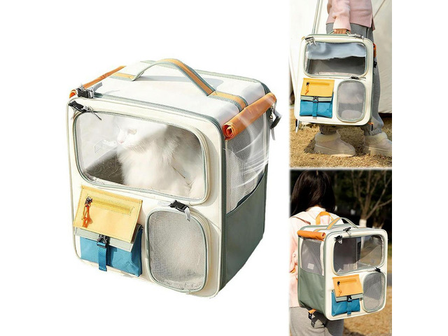 Oxford Cloth Pet Backpack Large Capacity Portable Cat Backpack Breathable Dog & Cat Travel Carrier Bag for Outing and Car Rides