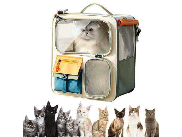 Oxford Cloth Pet Backpack Large Capacity Portable Cat Backpack Breathable Dog & Cat Travel Carrier Bag for Outing and Car Rides
