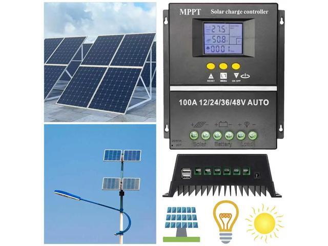100A MPPT Solar Charge Controller Solar PV Charger LCD Display Auto Solar Charge Controller Dual USB for Solar Panel