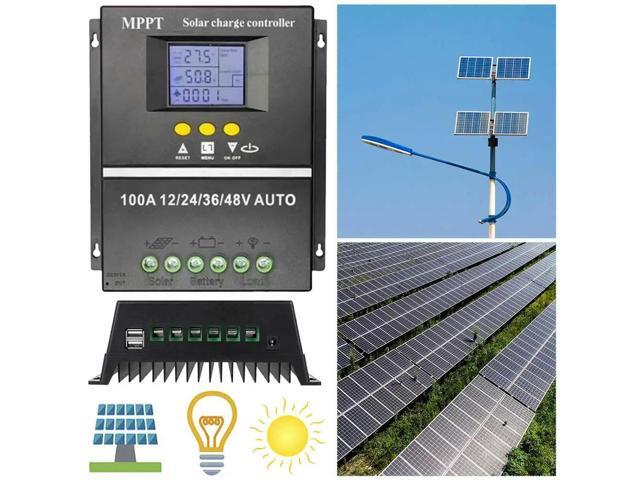 100A MPPT Solar Charge Controller Solar PV Charger LCD Display Auto Solar Charge Controller Dual USB for Solar Panel