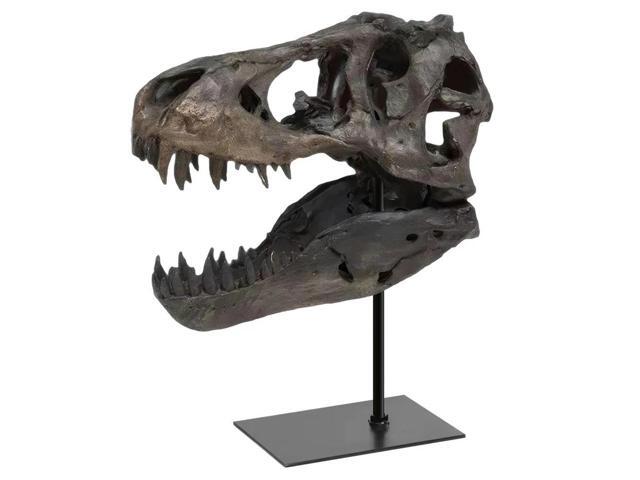Tyrannosaurus Rex Fossil Figurine Resin Skull Statue with Bracket Skull Sculptures Home Office Decorations