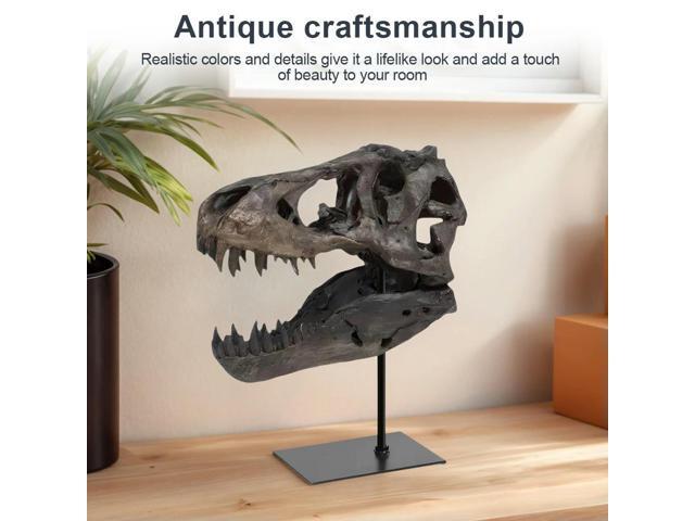 Tyrannosaurus Rex Fossil Figurine Resin Skull Statue with Bracket Skull Sculptures Home Office Decorations