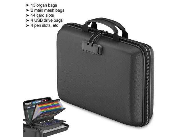 13 Accordion Pocket Fireproof Document Box with Lock Waterproof Briefcase Large Capacity for Offices Business Travel Meeting