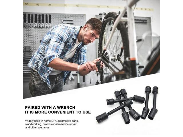 7 Piece 1/2 Inch Drive Impact Driver Extension Bar Set with Universal Swivel for Auto Repair and Home Use