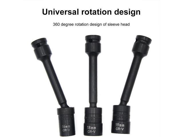 7 Piece 1/2 Inch Drive Impact Driver Extension Bar Set with Universal Swivel for Auto Repair and Home Use