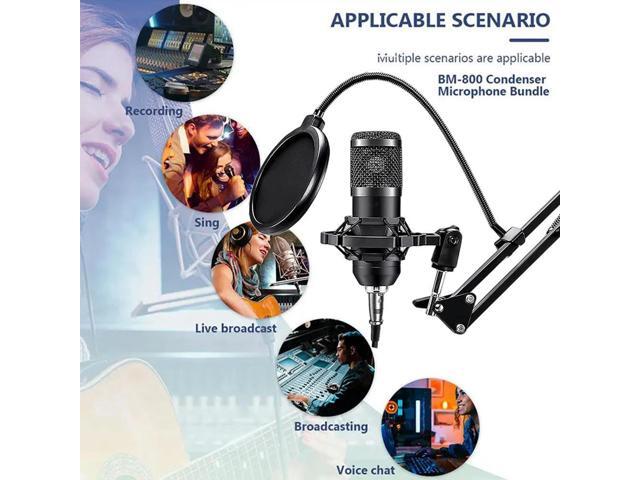 All-in-One Recording Equipment Audio Mixer Podcast Equipment Bundle with BM800 Microphone for Podcasting Gaming Music Recording