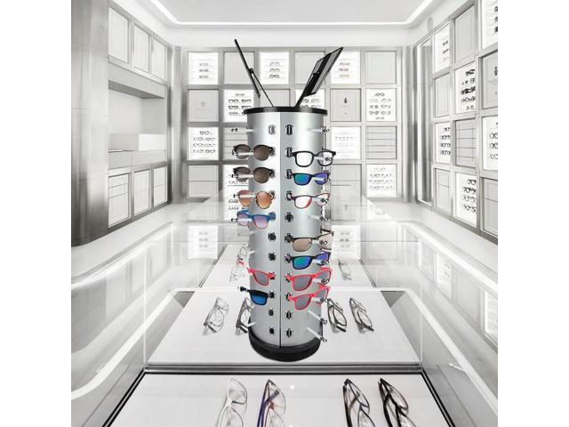 Rotating Eyewear Collection with Mirror Sunglasses Carousel Rack 44 Pairs of Glasses Freestanding Glasses Stand Holder