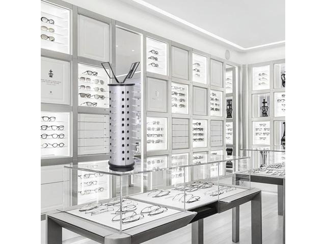 Rotating Eyewear Collection with Mirror Sunglasses Carousel Rack 44 Pairs of Glasses Freestanding Glasses Stand Holder