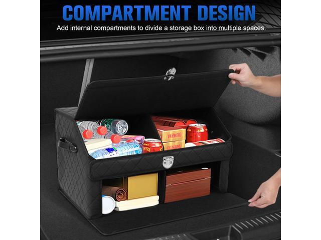 Double-Layer Car Trunk Organizer with Magnetic Lock Car Caddy Organizer Multi Compartment Car Bin for SUV Auto Truck Van