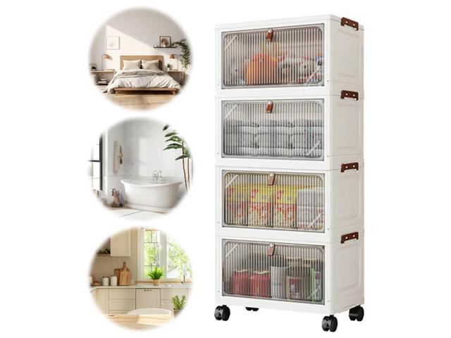 4 Layers Stackable Bins Large Capacity Sundries Cabinet Toy Finishing Cabinet Clothing Box for Organizing Snacks
