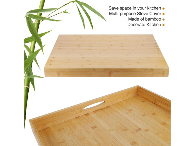 Bamboo Noodle Board Stove Cover Space-Saving Wooden Serving Tray Large Charcuterie Board Stove Top Cutting Board for Gas Burners