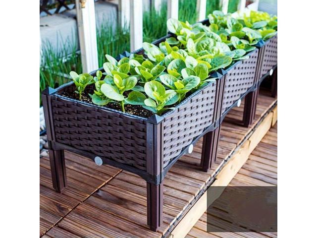 Plastic Planting Container with Drainage Holes Propagation Box with Legs Raised Bed Elevated for Garden Patio Balcony Restaurant