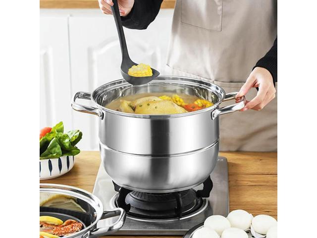 11inch 3 Tier Stainless Steel with Lid & Handle Steaming Pot Cookware Pot Thick Food Steamer for Vegetables Seafood