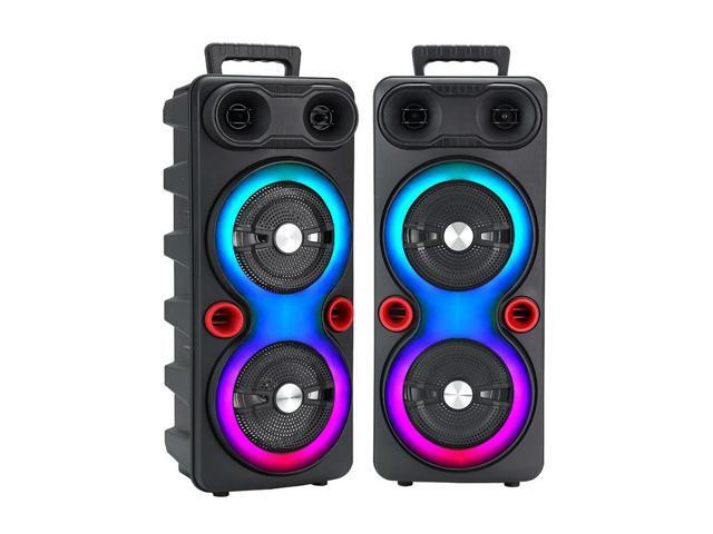 Outdoor Portable Speaker BT 5.0 6.5 Inch Stereo Subwoofer RGB Party Sound Box with Mic FM Radio Heavy Bass DJ System