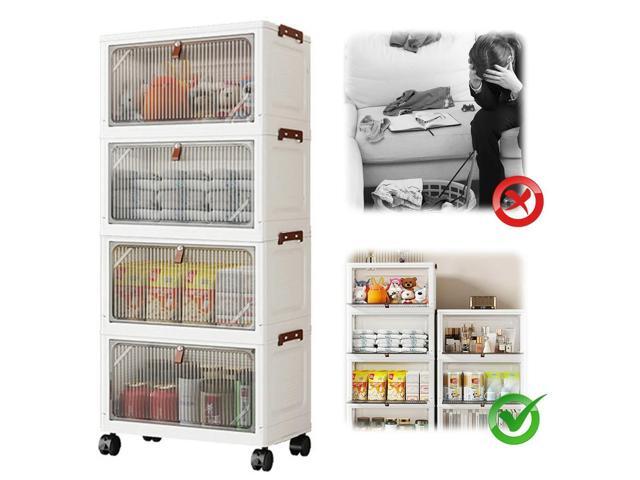 4 Layers Stackable Bins Large Capacity Sundries Cabinet Toy Finishing Cabinet Clothing Box for Organizing Snacks