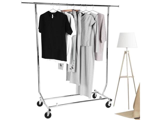 Clothes Rack with Lockable Wheels Standing Rolling Clothing Rack Portable Closet Wardrobe Rack for Bedroom Laundry Living Room