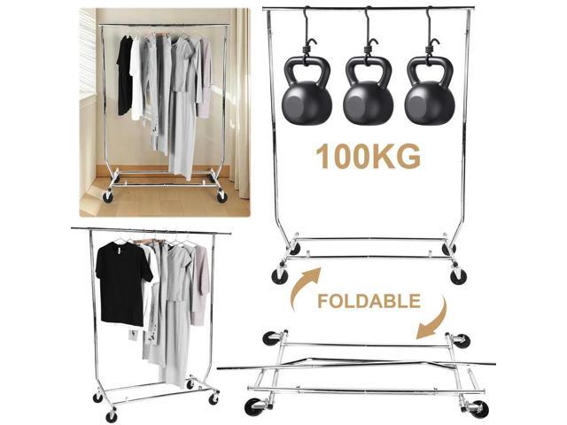 Clothes Rack with Lockable Wheels Standing Rolling Clothing Rack Portable Closet Wardrobe Rack for Bedroom Laundry Living Room