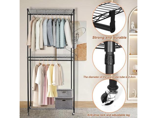 Rolling Clothes Organizer with Wheels Multifunctional Portable Closet with Cover for Coats Shirts Dress