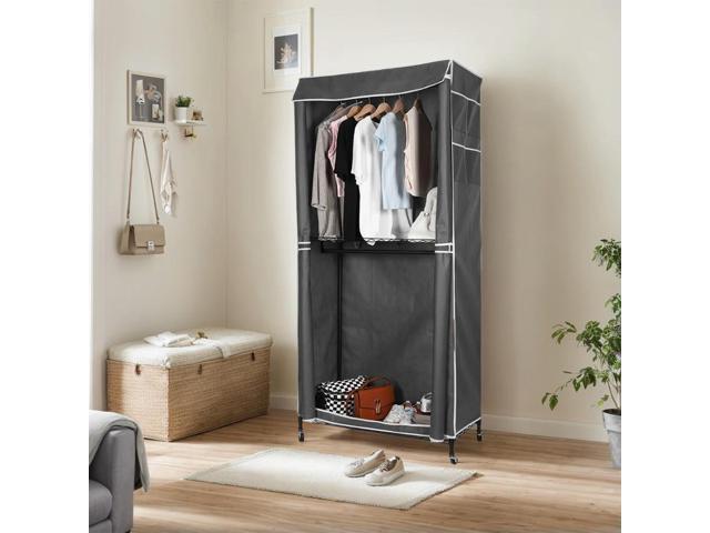 Rolling Clothes Organizer with Wheels Multifunctional Portable Closet with Cover for Coats Shirts Dress