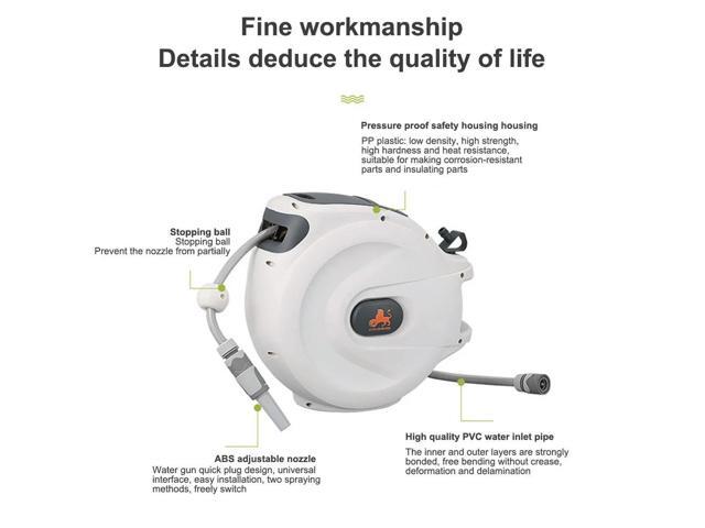 65 Ft Retractable Garden Hose Reel Automatic Hose Reel Any Length Lock Telescopic Water Hose Reel 2 Modes for Garden Watering