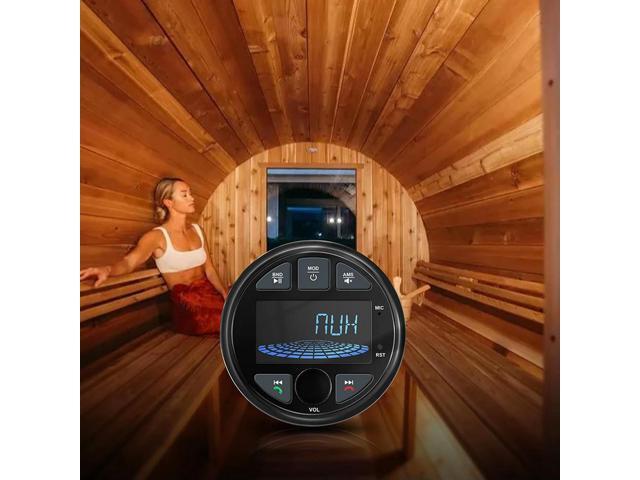 Round MP3 Player with LCD Screen Boat AM FM Receiver 4x50W DC 12V IPX6 Waterproof Media Audio Player for Yacht ATV UTV RV