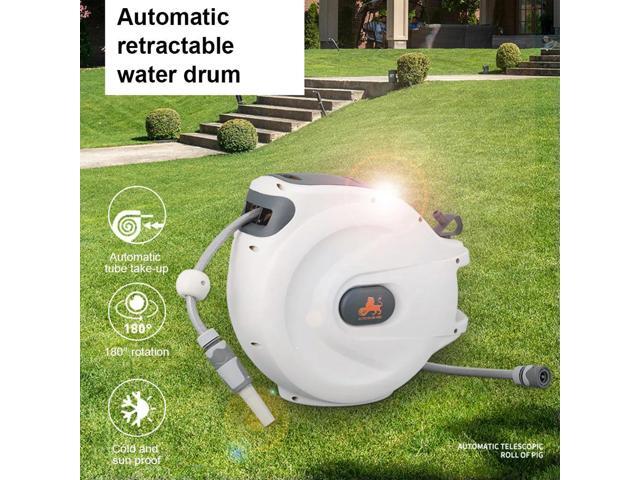 65 Ft Retractable Garden Hose Reel Telescopic Water Hose Reel Slow Return System 180 Degree Swivel Bracket for Car Washing