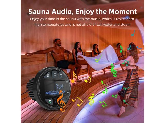 Round MP3 Player with LCD Screen Boat AM FM Receiver 4x50W DC 12V IPX6 Waterproof Media Audio Player for Yacht ATV UTV RV