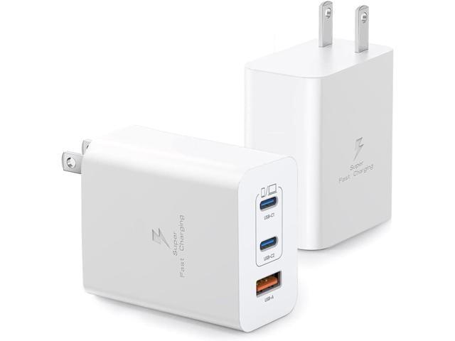 100W USB C Charger Block,2Pack 3-Port PD & AC GaN Super Fast USB C Charging Block Wall Charger Adapter Plug for MacBook Pro/MacBook Air,iPhone 17 Pro...