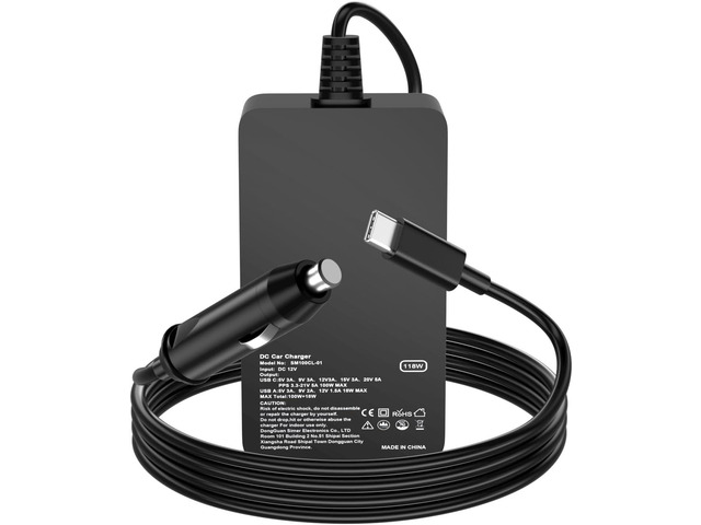 Laptop Car Charger 100W, USB C Port Replacement for MacBook Pro/Air, Dell, HP, Lenovo,ASUS, Acer - with Extra USB-A Port for Tablets, Phones,...