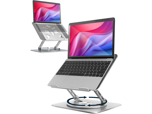 Aoviho 360° Rotating Laptop Stand for Desk Adjustable, Foldable, Portable Aluminum Ergonomic Riser Compatible with MacBook, Dell, HP & All...