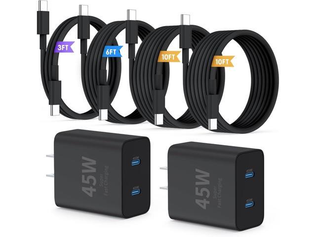 Super Fast Samsung Charger Type C,45W Dual Port USB C Fast Charger Block [2-Pack] & Extra Long 60W 3/6/10/10FT USB C Cable - PD Quick Charging 3.0...