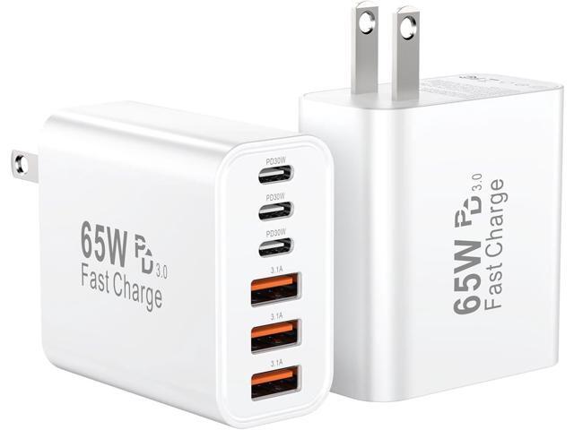 USB C Fast Charger Block, iPhone Charger Fast Charging Blocks 65W Multi Port Charger 6-Ports PD & QC Charging Cube Brick Power Adapter Type C Wall...