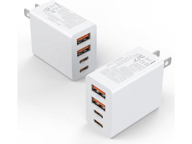2Pack USB C Charger Block, 40W Fast USB C Wall Charger 4-Port PD Power Adapter + QC Wall Plug Multiport Type C Charging Block Cube for iPhone 17 16...