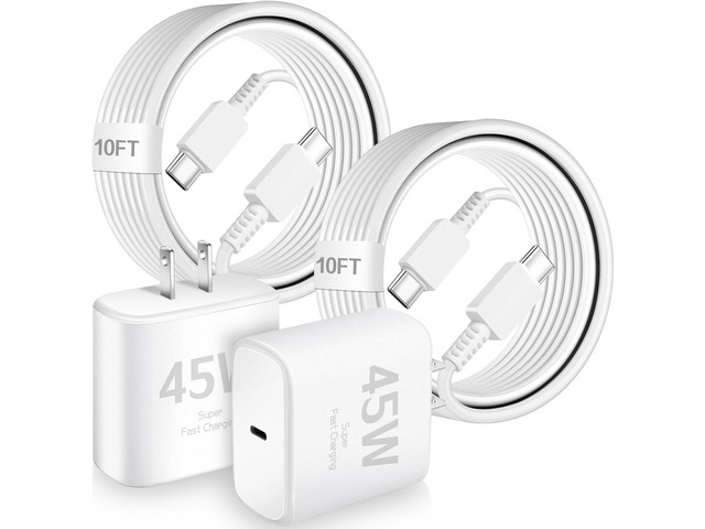 45W USB C Charger for Samsung Charger Fast Charging,Super Fast Android Phone Charger,2Pack Type C Chargers Block Long 10FT Type C Charging Cable...