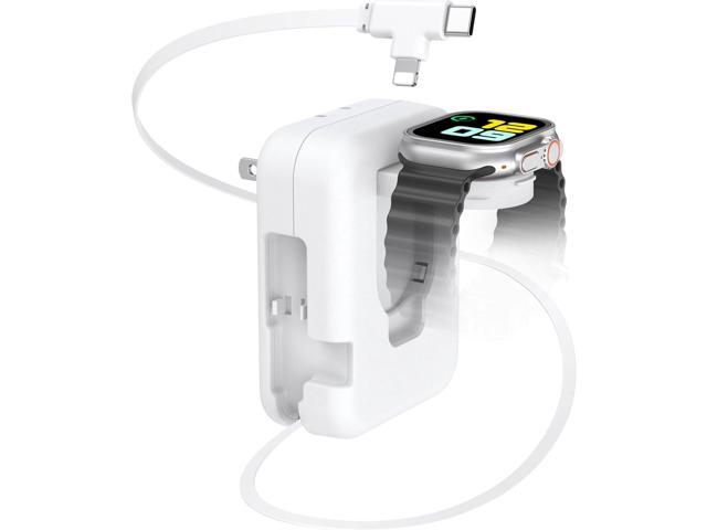 3 in 1 Retractable Wall Charger for Apple Watch,36W Fast Charging Block with 31 Inch Lighteing& Type-C Cables,Multi-Device Travel Charger for...