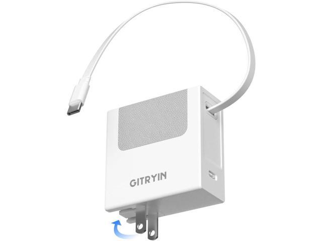 Gitryin Portable USB C Charger Block, Retractable Wall Charger, 40W PD Fast Charging Block with 31.5in Type-C Cable, Power Adapter with Foldable...